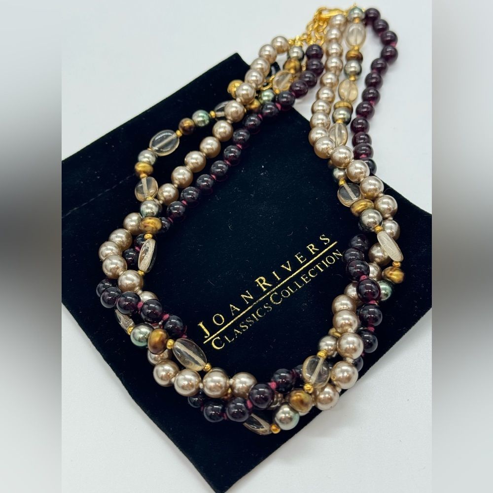Vintage Joan Rivers Czech Republic Multi Strand Glass Bead Necklace NEW